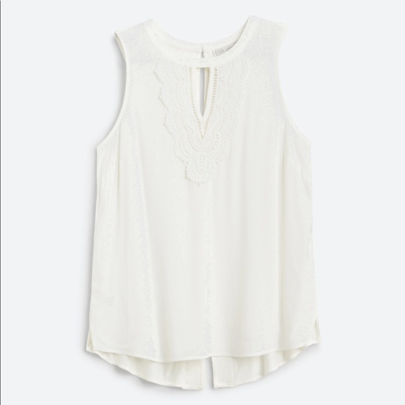 Stitch Fix Daniel Rainn White Quin Keyhole Crochet Top - Picture 1 of 6